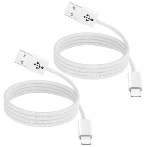 Wwp-Lot De 2 Câble De Chargeur Iphone 2m, Mfi Certifié Câble,Fil Solide Charge Rapide Compatible Avec Iphone 14 13 12 11 Pro/Pro Max, Xs Xr X 8 7 6 5 Se - Neuf