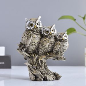 Cauc-Figurines De Hibou,D&eacute;coration De Hibou, Petits Articles De D&eacute;coration, D&eacute;coration De Sculpture Pour La Maison, Le Bureau, La Table. Cadeaux Pour Les Amateurs De Hibou. (Chouette Gris A) - Neuf