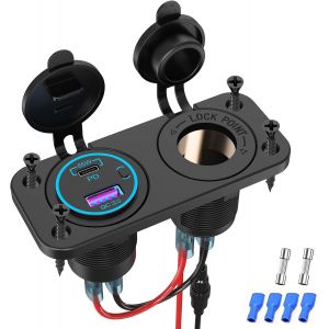 Panneau De Prise Allume Cigare De Chargeur De Voiture: 65W Pd Pour Portable Et 18W Qc3.0 Usb 12V /24V Prise Allume Cigare &Eacute;tanche Encastrable Avec Interrupteur Pour Voiture Bateau Camion Caravane - Neuf
