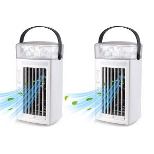 Mini climatiseur portable avec deux ventilateurs et r&eacute;servoir d'eau - Neuf