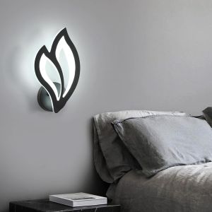 Applique Murale Interieur Led, 13w Moderne Lampe Murale Noir, Luminaire Mural Design P&eacute;tale Pour Salon, Couloir, Chambre, Escalier, Cuisine, 6500k Lumi&egrave;re Blanche Froide - Neuf