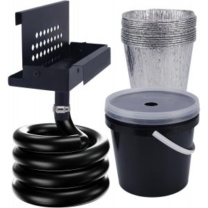 Ulteronixshop-Syst&egrave;me de Vidange Graisse Arri&egrave;re pour Plaque Cuisson Blackstone, Seau avec Couvercle Seau en Aluminium et Entonnoir Kit Vidange Graisse pour Blackstone - Neuf