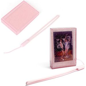 Étui de Protection Transparent 3"" pour Fujifilm Instax Mini 7+/8/9/11/12/40/90/EVO avec 2 Cadres Photo,Boîte de Rangement et Sangle | Accessoires Compatible Mini 11/12/EVO (Flash Rose) - Neuf