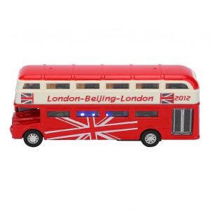 1:90 Children Double Layer Bus Toy Kid Sound Light Simulation Alloy Pull Back Car Toy(Red ) - Neuf