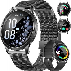 Montre Connectée Femme Léger Avec Petit Écran Courbé Amoled Appel Rappel Messages Ip68 Imperméable Android Ios 100+ Modes Sportifs Fréquence Cardiaque/Podómetro/Calculateur Smartwatch Homme - Neuf
