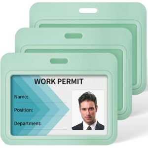 KALANKA-Lot de 3 Porte Badge Coulissant Étui en Plastique Dur Horizontal Vert Clair avec Fenêtre Transparente Porte Carte Navigo pour Bureau École Carte de Crédit d'Identité et Permis de Conduire - Neuf