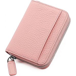 CAUC-Portefeuille Femme, avec Fermeture &eacute;clair et Plusieurs Compartiments, Portefeuille avec Protection RFID et Plusieurs Compartiments, Petit Format Court,Rose - Neuf