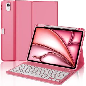 Clavier Pour Ipad Air 11 (M3/M2) 2025, Coque Clavier Pour Ipad Air 11 Pouces M2/M3 2024/2025, Azerty Français Bluetooth Magnétique Détachable Pour Air 11 M2/M3 2024/2025, Rouge - Neuf