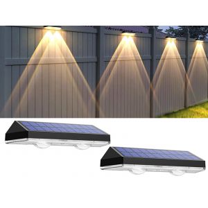 Projecteur Mural Solaire Led - &Eacute;clairage De Jardin Et De Cl&ocirc;ture &Agrave; Intensit&eacute; Variable (2 Pi&egrave;ces) - Neuf