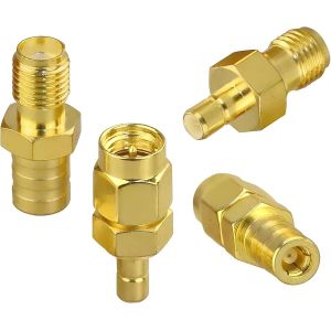 4 Pi&egrave;ces Adaptateur SMA Femelle vers SMB M&acirc;le, Connecteur de Convertisseur Coaxial RF, Adaptateur D'antenne Radio Dab pour Dab Voiture Antenne, Radio, Scanners Radio - Neuf