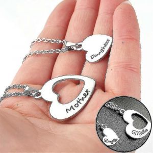 Coeur Pendentif M&egrave;re Fille Collier Assorti Bijoux Pour F&ecirc;te Des M&egrave;res Cadeaux D'anniversaire - Neuf