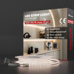 2m Bande Lumineuse LED, 220V Autocollante Silicone Bande LED &eacute;tanche IP65, SMD 2835 120 leds/m Ultra Haute Luminosit&eacute; pour D&eacute;coration Maison Cuisine Jardin Eclairage LED (Blanc Chaud) - Neuf