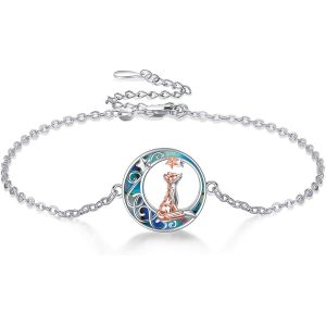Bracelet Renard En Argent Sterling - Motif Renard Et Lune - Bracelet De Cheville Pour Femme - Joli Bijou Animal - Cadeau Pour Femme Et Fille,11,78 Zentimeter,Argent Sterling,No Gemstone - Neuf