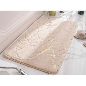Tapis De Sol Antid&eacute;rapant Motif Marbre Camel 50x80cm Pour Salle De Bain Et Cuisine - Neuf