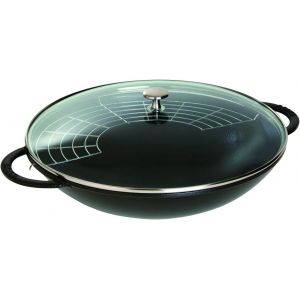 Subzonal-Wok En Fonte Avec Couvercle En Verre Et Grille Amovible Inclus, &Oslash; 37 Cm, 5,7 L, Noir Mat - Neuf