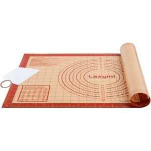 ERYI-Antidérapant Tapis De Cuisson En Silicone Extra Épais, Anti-Adhérent Feuille De Cuisson Patisserie Avec Mesures, Tapis De Four Pour Pizza/Biscuit/Pâte (Avec Coupe-Pâte) (40×60 Cm, Rouge) - Neuf