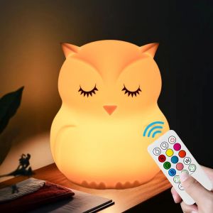 Veilleuse Chouette Lampe De Chevet Lumières Changeantes Multicolores Intérieure 9 Couleurs Décoration De Chambre Pour Filles Garçons Adolescents Cadeau L'heure Peut Être Réglée U2013 Taille M - Neuf