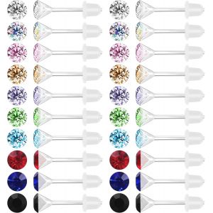 Kal-Boucles D'oreilles Colorées Boucles D'oreilles En Zircone Cubique Boucles D'oreilles Avec Poteau En Plastique Boucles D'oreilles Hypoallergéniques Pour Filles Femmes - Neuf