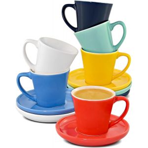 Chenquansarl-Tasseacafeexpressoenceramiquemulticolorelotde6tassesavecsoucoupeslavableaulavevaisselle70ml - Neuf