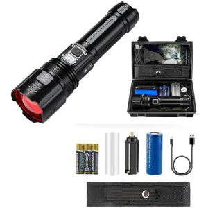 Hljhj-Lampe Torche Led Ultra Puissante, 20000 Lumens Lampe Torche Led Rechargeable Étanche Lampe Torche Puissante 4 Modes D'éclairage Pour Camping,Randonnée,Chasse,Extérieur,Pêche,Urgence, Aventure - Neuf