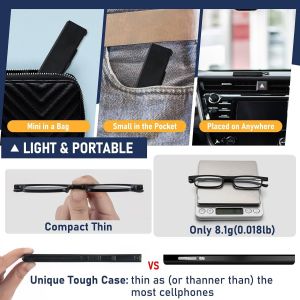 Tianyi-Lunettes De Lecture Compactes Avec Protection Contre La Lumière Bleue Et Les Uv, Avec Étui À Lunettes Portable Et Plat, Pour Hommes Et Femmes - Neuf