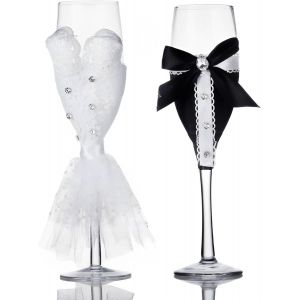 Fl&ucirc;tes &Agrave; Champagne Mariage En Cristal Avec Strass - Neuf