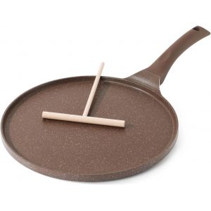 Po&ecirc;le &Agrave; Cr&ecirc;pes 26 Cm Avec Rev&ecirc;tement C&eacute;ramique Naturelle Marron - Neuf