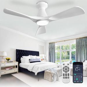 SUBZONAL-Ventilateurs de plafond 42 pouces avec lumi&egrave;res : Ventilateur plafond Blanc encastr&eacute; &agrave; profil bas - Ventilateur d'ext&eacute;rieur silencieux &agrave; moteur CC avec minuterie de contr&ocirc;le APP &agrave; distance - Neuf