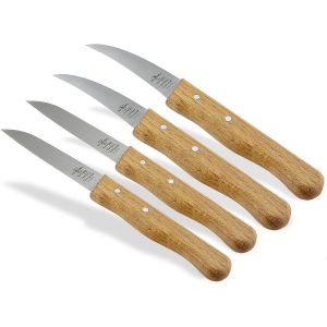 Checarzhn--No1-Solingen Couteau De Cuisine Couteau À Légumes Lot De 4 Pièces Fabriqué En Allemagne Couteau D'office Avec Manche En Bois Véritable De Hêtre Couteau Universel Couteau Polyvalent Lame In - Neuf