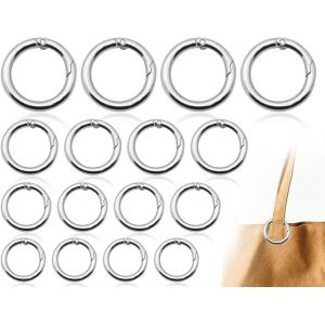 Checarzhn--No1-Lot De 16 Porte-Clés En Acier Inoxydable, Mousqueton À Anneau, Mousqueton Rond, Joint Torique À Ressort, Mousqueton À Joint Torique Argent (Diamètre Intérieur 13/17/19/25 Mm) - Neuf
