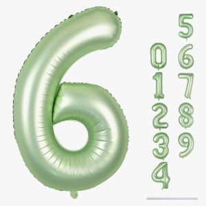 Grands Ballons Vert Sauge En Forme De Chiffres Pour Gar&ccedil;ons Filles Et Femmes - 101,6 Cm - Grand Format - Num&eacute;ro 6 - Film Aluminium Munis D'Un Chiffre 6 - Auto-Gonflant - Ballons Num&eacute;ros 0-9 Pour - Neuf
