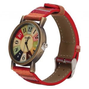 Montre Hippie Multicolore Style Bohème En Laiton Pu En Cuir Bouton Batterie Femmes Montre Pour Fête D'anniversaire Cadeau Rouge - Neuf