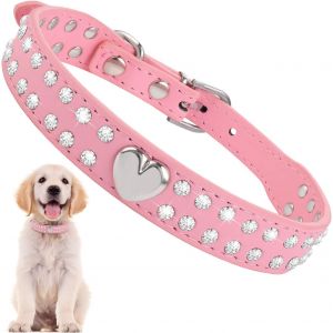((Pu)M : 42 X 2,0 Cm) Le Collier Réglable En Similicuir Avec Strass Convient Aux Chiens Et Chats De Petite Et Moyenne Taille - Neuf
