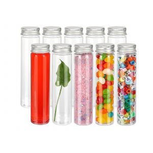 Lot de 10 tubes &agrave; essai en verre transparent de 110 ml avec bouchons en aluminium pour le stockage - Neuf