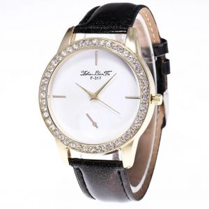 Zhoulianfa Trendy Teenage Girl Femmes Cristal Cuir Bracelet Quartz Anolog Montre-Bracelet - Neuf