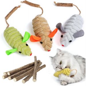 Letnerny-Jouet Pour Chat Souris Jouets Herbe À Chat Bâtonnets Herbe À Chat Matatabi Baton Peluche Jouets Pour Chats Intérieur (10 Pcs) - Neuf