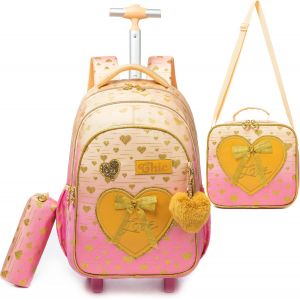 Cartable À Roulette Sirène, Set 3 Pièces Sac À Roulette Fille Primaire Scolaire Ce2 - Neuf