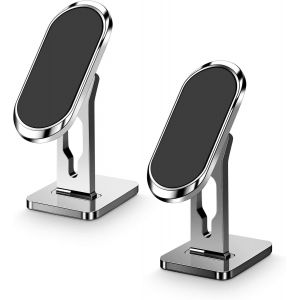 2025 Support Telephone Voiture Aimanté 2 pièces, 4 N52 Aimants Puissants Support Voiture Universel, Double 360 Degrés Rotation Support Phone pour iPhone Samsung, Huawei Android Smartphone - Neuf