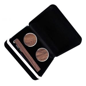 1 Paire De Boutons De Manchette En Noyer Avec Pince ¿¿ Cravate Pour Homme, Fabrication Artisanale En Cuivre De Qualit¿¿, Design ¿¿L¿¿Gant Pour Les Occasions Sp¿¿Ciales, Durables Et Robustes. - Neuf