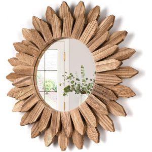 Ulteronixshop-Boh&ecirc;me Miroirs Muraux D&eacute;coratifs pour D&eacute;corer la Maison, la Chambre et Le Salon, Cadeaux pour D&eacute;coration Murale, Miroir Mural Rond avec Cadre en Bois - Neuf