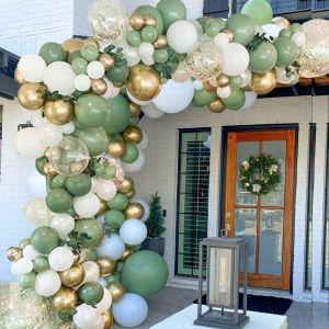 AYUHR-Kit d'arche de ballons de Noël rouge, vert, doré, canne à sucre d'orge, ballons en aluminium, décorations de fête d'anniversaire - Neuf