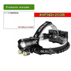 Lampe Frontale Led Xhp360 La Plus Puissante, Rechargeable Par Usb 18650, 2 Cob, Idéale Pour Le Camping Et La Pêche-Xhp360 A - Neuf