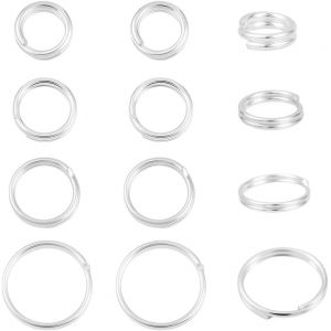 Eryi-1 Boîte De 12 Anneaux Fendus En Argent Sterling 925 Tailles Doubles Boucles Pour Collier D'animal De Compagnie Accessoires De Bricolage - Neuf