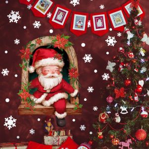 30*40cm*2pcs p&egrave;re No&euml;l Flocon de neige Fen&ecirc;tre Sticker Mural, - Neuf