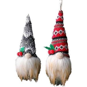 2 pcs de No&euml;l Gnomes avec un Visage rayonnant, sans Visage Gnomes, D&eacute;corations d'Arbre de No&euml;l en Peluche Gnomes Ensemble - Neuf