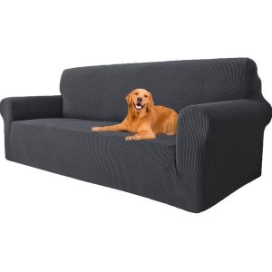 SUBZONAL-Housse Canap&eacute; Extensible 3 Places, Housse De Canap&eacute; avec Accoudoirs, Super &Eacute;lastique Sofa Cover Universelle, Moderne, Antid&eacute;rapante, Antisalissure, Lavable, Gris Fonc&eacute; - Neuf