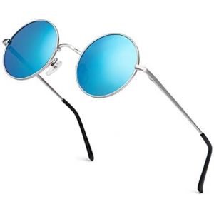 Lunette De Soleil Homme Femme Lunette De Soleil Ronde Polarisé Cadre Métallique Avec Uv 400 - Neuf