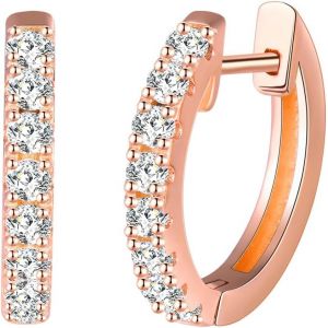 Kal-Boucles D'oreilles Créoles En Argent 925 Pour Femme - 10 Mm - Petites Boucles D'oreilles En Zircone - Cadeau Pour Femme, Petite Amie, Femme, Adolescente, Anniversaire, Fête Des Mères, Mariage, - Neuf