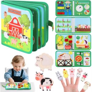 JGD-Busy Board Montessori Jouet Enfant 1 2 3 Ans, Th&egrave;mes de la Ferme Planche d'Activit&eacute;s, Jouet &Eacute;ducatif Sensoriel Pr&eacute;scolaire, Jouets de Voyage Cadeaux pour Tout-Petits - Neuf
