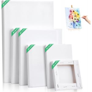 Lot De 6 Toiles À Peindre 30 X 20,20 X 20,20 X 15,15 X 15,15 X 10 Cm, 10 X 10 Cm - Blanc - Peinture Sur Toile Pour Peinture À L'huile - Panneaux De Toile En Acrylique Pour Bricoleurs Et - Neuf